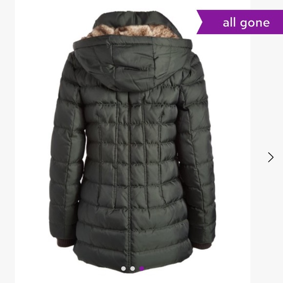 Hunter and contrast faux fur hooded down coat - Picture 2 of 3